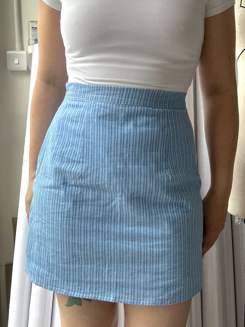 SAMPLE Sarah mini skirt - blue stripe size 10-12 (read description)